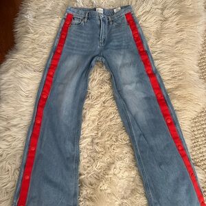 Alice + Olivia Light Blue Jeans with Red Side Stripe